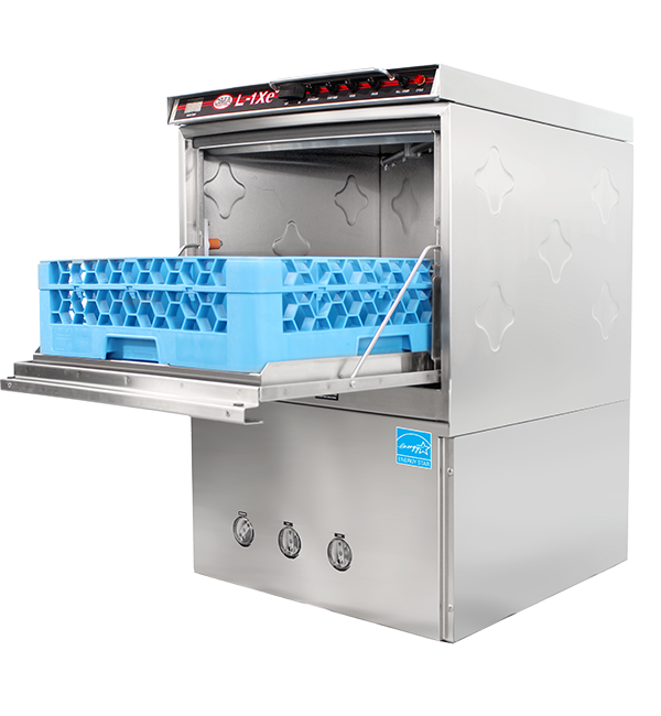 CMA L-1X undercounter commercial dishmachine with an open rack